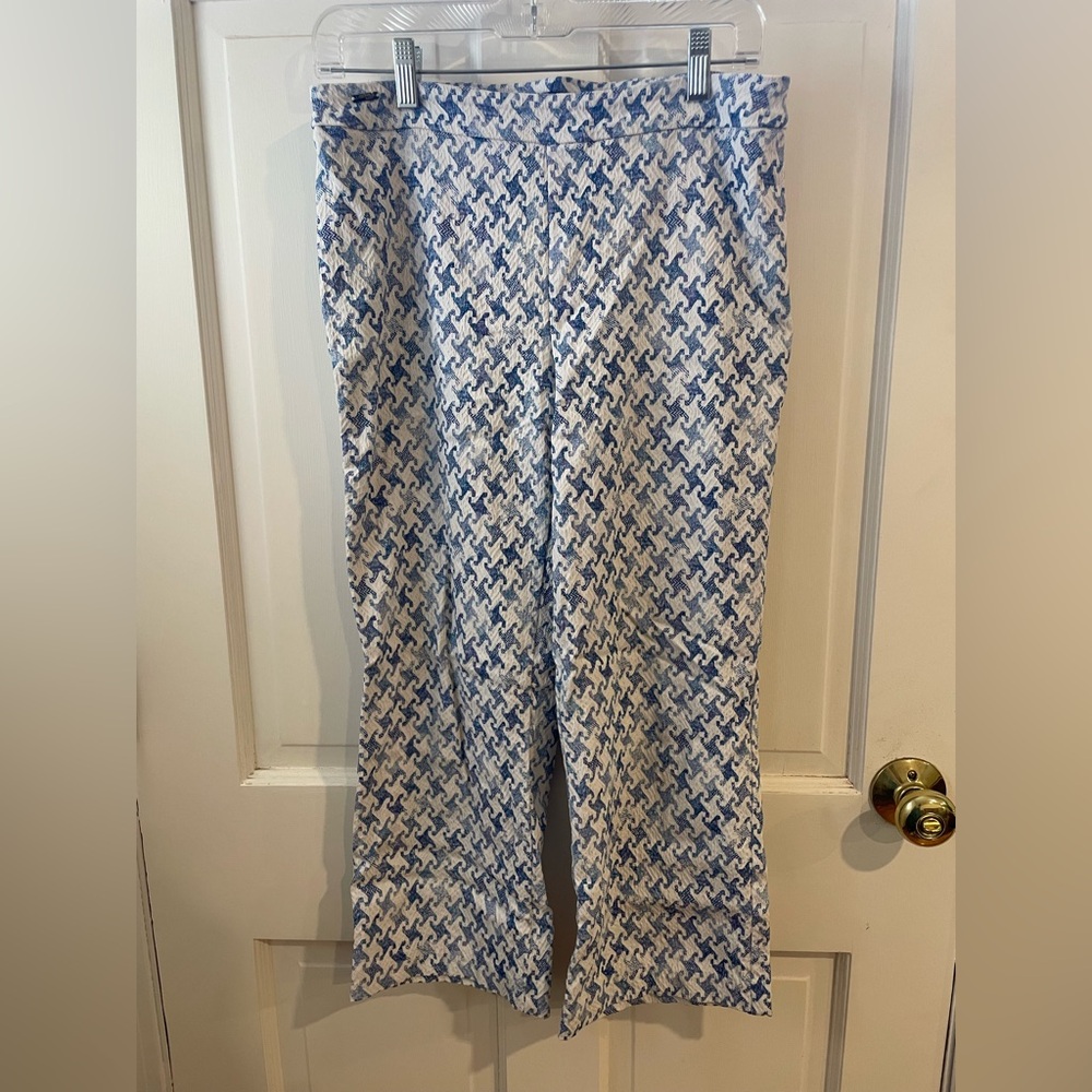 LISETTE Blue and White Textured Pants
